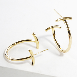 INS1-18k gold dipped designer inspired open hoop earrings