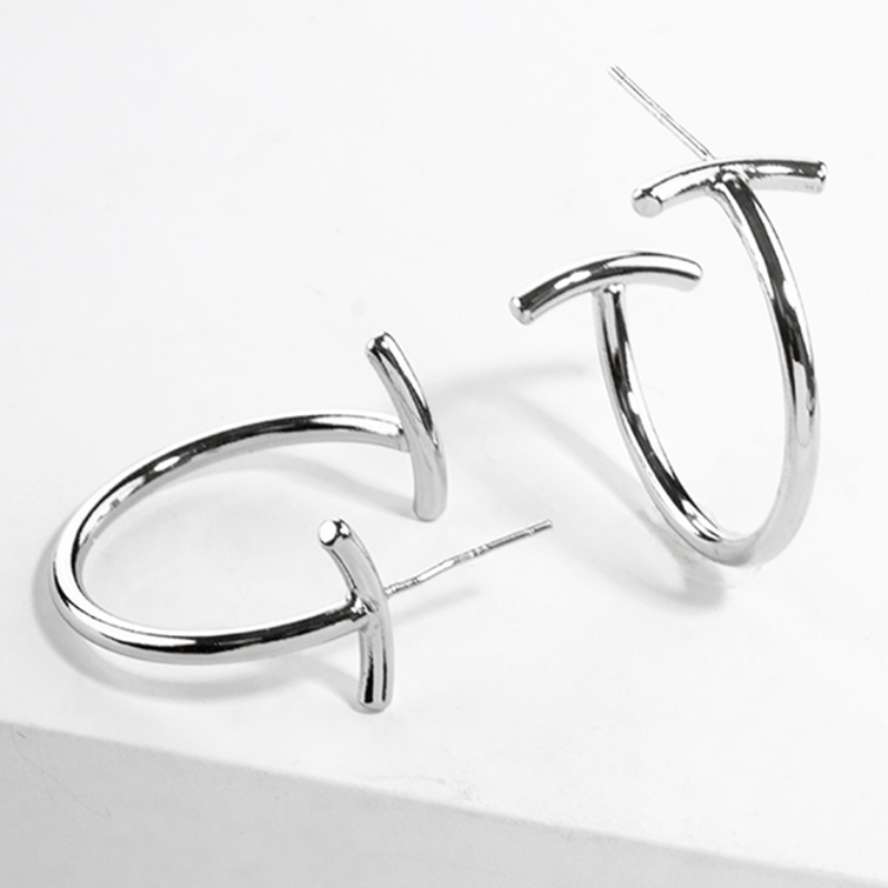 INS1-18k gold dipped designer inspired open hoop earrings - Thumbnail (Preview) 2