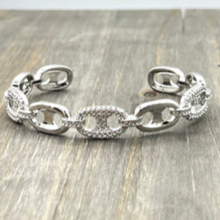 M58- Pave CZ G Link Bracelet (gold & silver) - Thumbnail 2