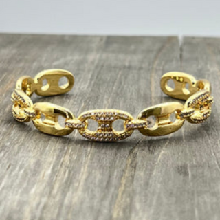 M58- Pave CZ G Link Bracelet (gold & silver)