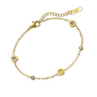 BR13- ROMAN TIME CZ 18K GOLD-PLATED STAINLESS-STEEL BRACELET