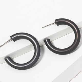 CL26- 20mm bold brass hollow hoop earrings - Thumbnail 4