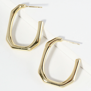 M18-18K Gold Dipped 25mm Octagon Hoop Earrings