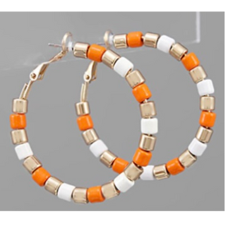 T183- 1.75” Orange, White , Gold Color Coating Circle Hoops