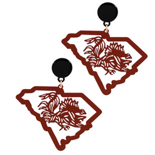 USC10- State & Gamecock earrings (2 color options)