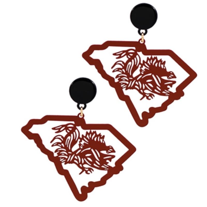 USC10- State & Gamecock earrings (2 color options) Main Image