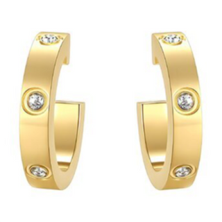 H8-18K GOLD PLATED STAINLESS STEEL EARRINGS DIAMOND INLAY