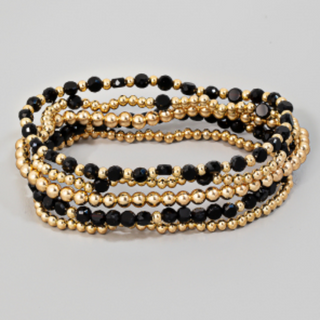 B42- Glass And Metallic Beaded Bracelet Set