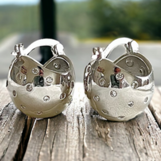 M65- CZ -1000 G-Ball Hoop Earrings - Thumbnail 3