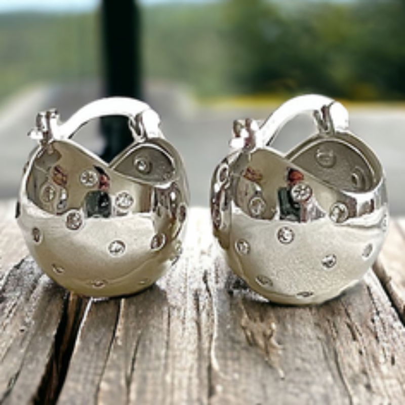 M65- CZ -1000 G-Ball Hoop Earrings - Thumbnail (Preview) 3