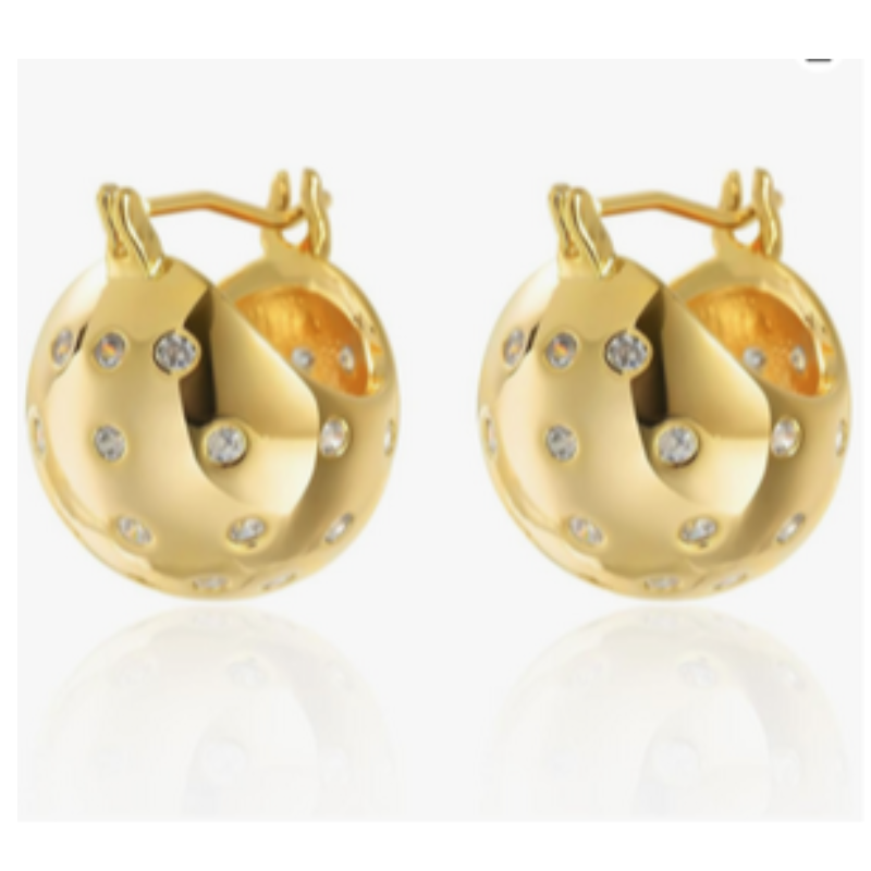 M65- CZ -1000 G-Ball Hoop Earrings Main Image