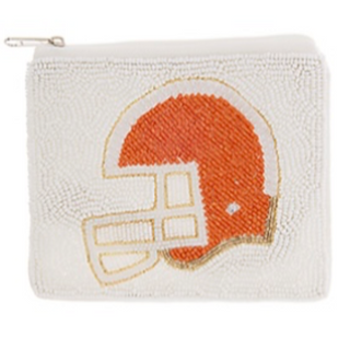 T73 -5.5x 4.5” orange & white  FoodBall Helmet Coin Pouch