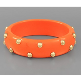 T32- Orange Studded Gold Ball Formica Bracelet