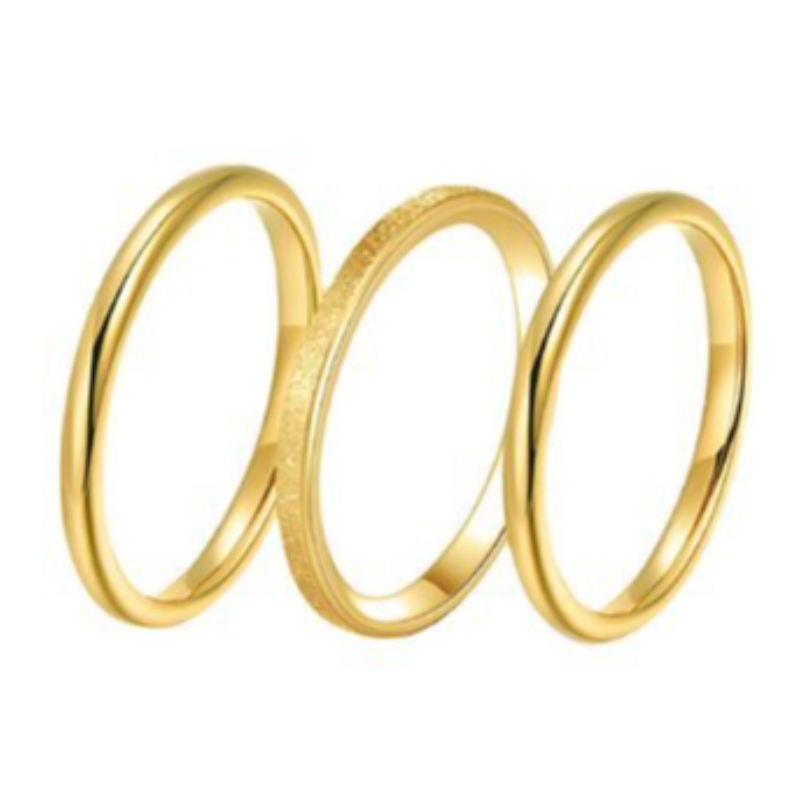 R15- TRINITY RINGS 18K GOLD-PLATED STAINLESS-STEEL  Main Image