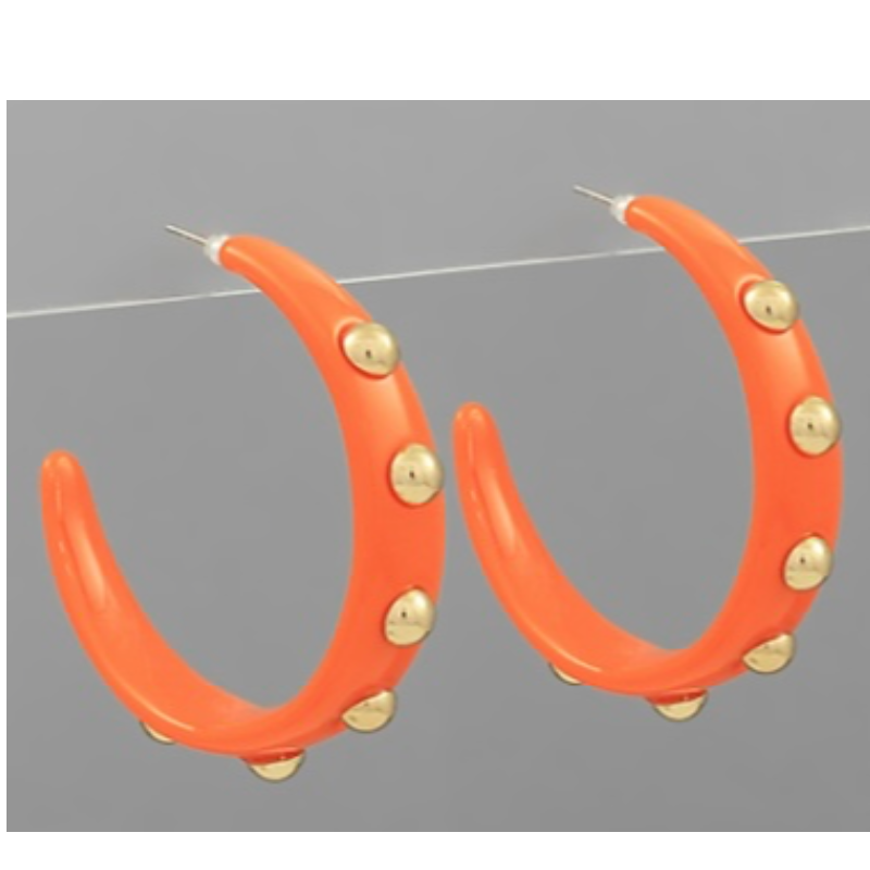 T31- Orange Studded Gold Ball Formica Hoops Main Image