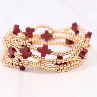 B43- Brittany Cross Bracelet Set (7 color options)  - Thumbnail 5