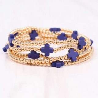 B43- Brittany Cross Bracelet Set (7 color options)  - Thumbnail 4