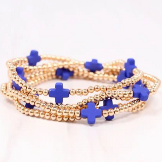 B43- Brittany Cross Bracelet Set (7 color options) 