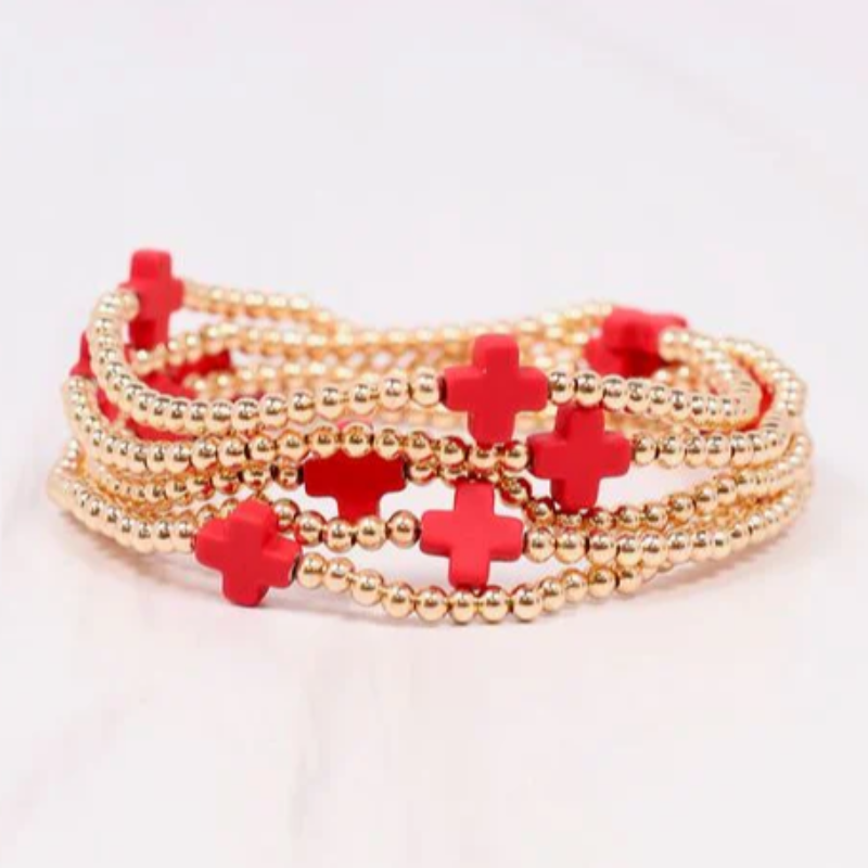 B43- Brittany Cross Bracelet Set (7 color options)  - Thumbnail (Preview) 7