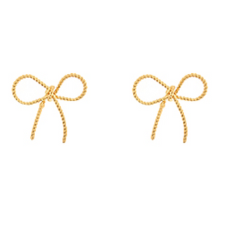 BZ6-Textured Metal Bow Earrings