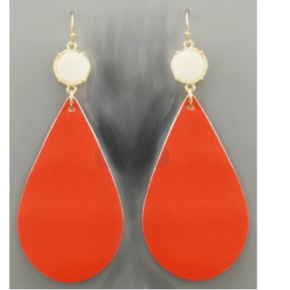 T181- 3.25” Druzy & Leather Teardrop Earrings