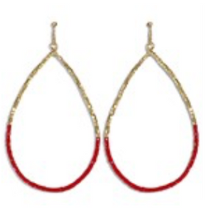 USC74- Metal & Bead Teardrop Earrings - Thumbnail 4