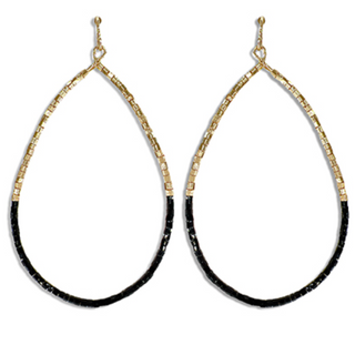 USC74- Metal & Bead Teardrop Earrings