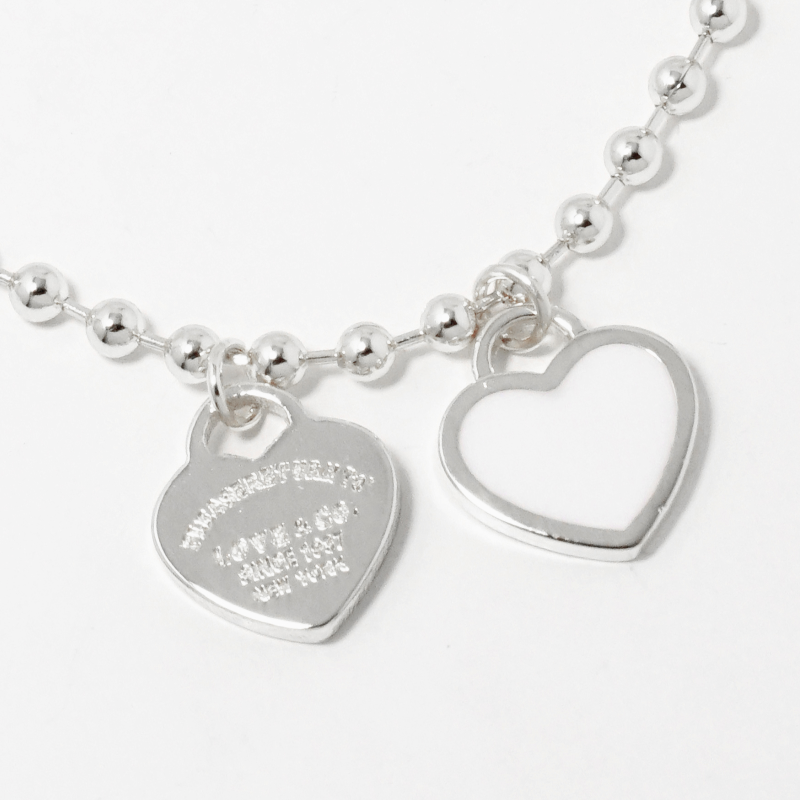 Y92- 18k Gold Dipped Enamel Filled Double Heart Ball Chain Bracelet - Thumbnail (Preview) 11