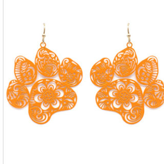 C139- Paw Printed Filigree Dangle Earrings