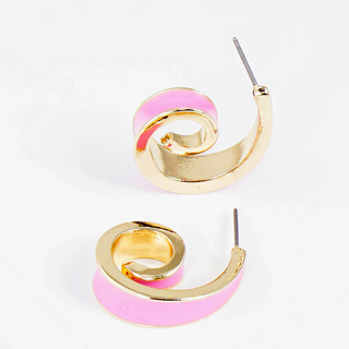 Y19-20mm Enamel filled tiny spiral open hoop earrings (4 colors)  - Thumbnail 2