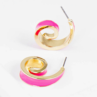 Y19-20mm Enamel filled tiny spiral open hoop earrings (4 colors) 