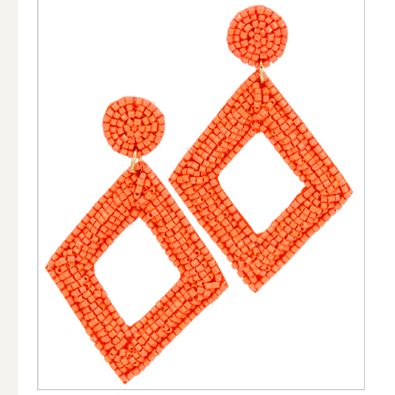 C114- Orange Beaded Diamond Earrings Main Image