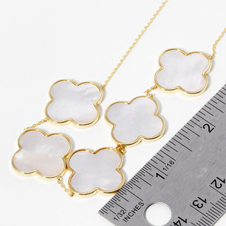 Q6- 18k gold dipped five quatrefoil statement necklace - Thumbnail 2