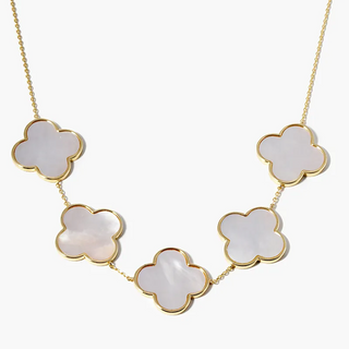 Q6- 18k gold dipped five quatrefoil statement necklace