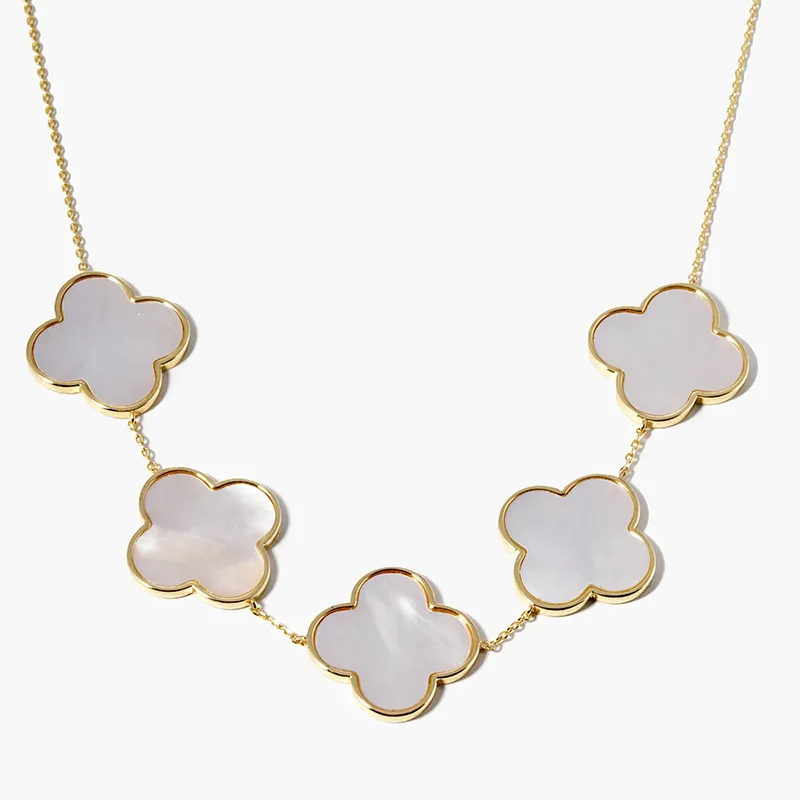 Q6- 18k gold dipped five quatrefoil statement necklace Main Image