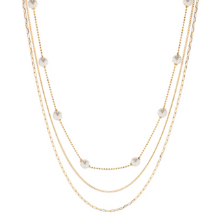 M95- Pearl & 3 Multi Layered Necklace