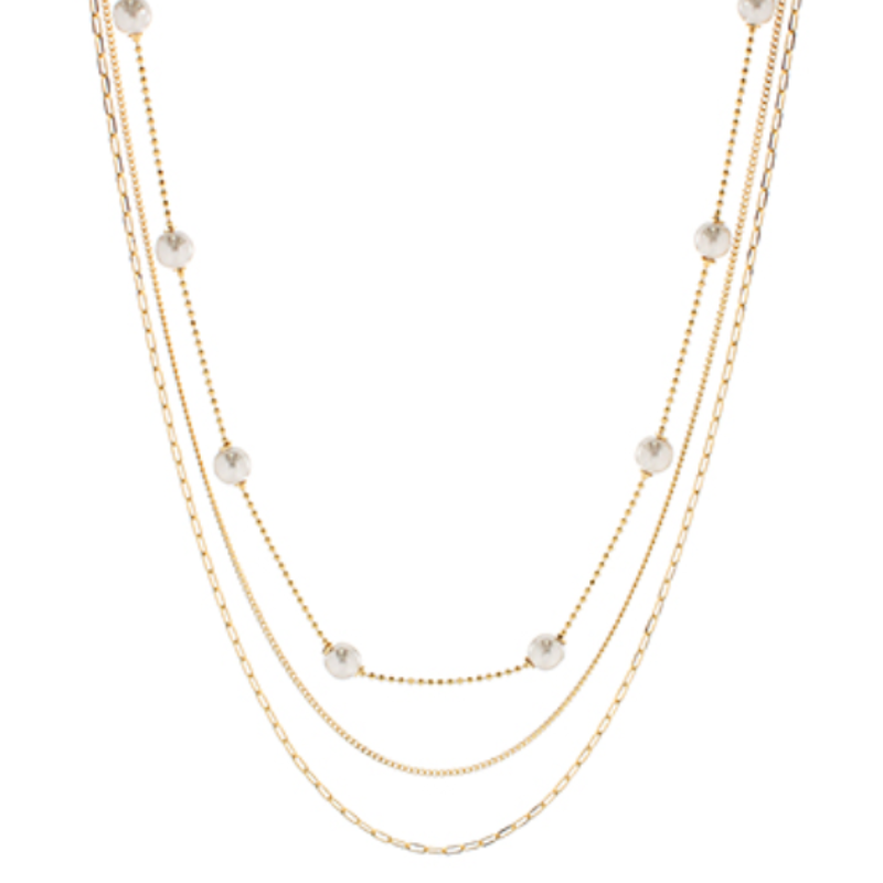 M95- Pearl & 3 Multi Layered Necklace Main Image