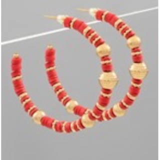 M104- Metal & Heishi Bead Hoops. (Multi colors available) - Thumbnail 6