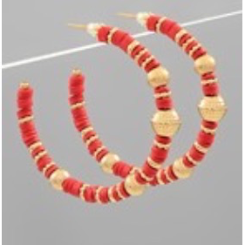 M104- Metal & Heishi Bead Hoops. (Multi colors available) - Thumbnail (Preview) 6