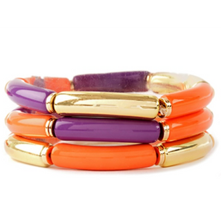 C18- Orange,Purple & Gold stretch bracelet