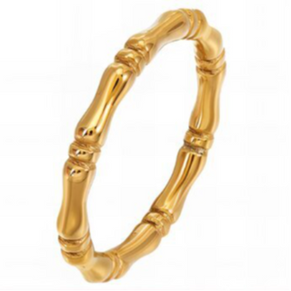 R22- GOLD NOTCHED BAND -18K GOLD PLATED STAINLESS STEE