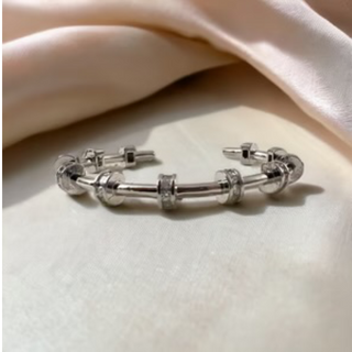 Y64-Cubic Zirconia Rondell Station Open Bangle - Thumbnail 3