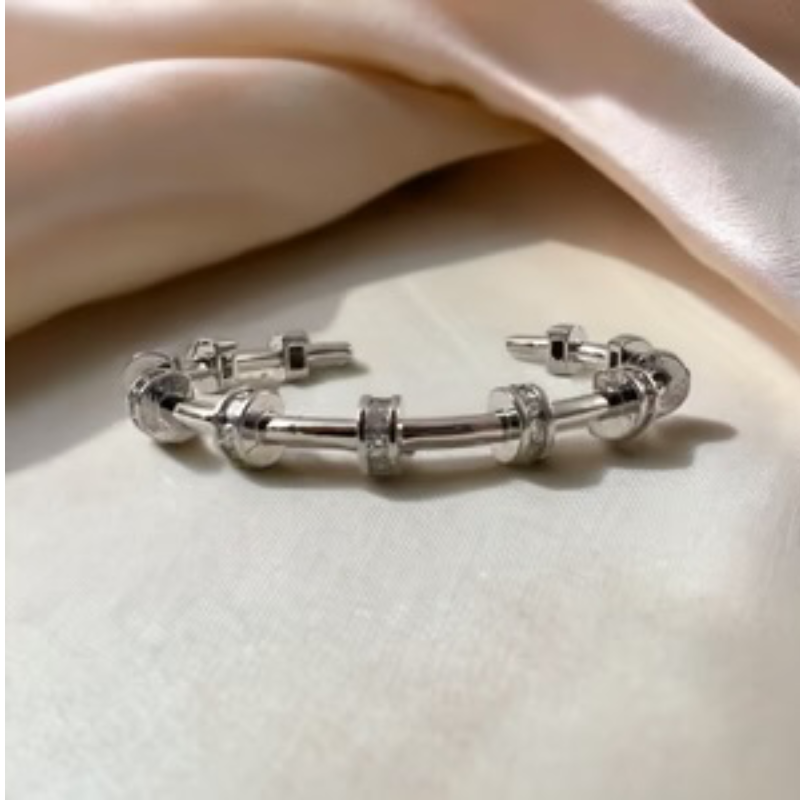 Y64-Cubic Zirconia Rondell Station Open Bangle - Thumbnail (Preview) 3