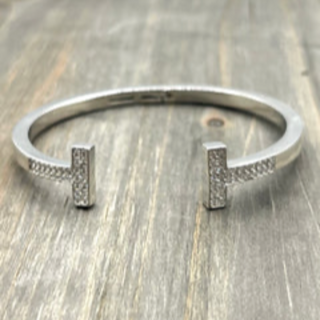 Y57- Pave CZ T Bracelet (gold & silver) - Thumbnail 2