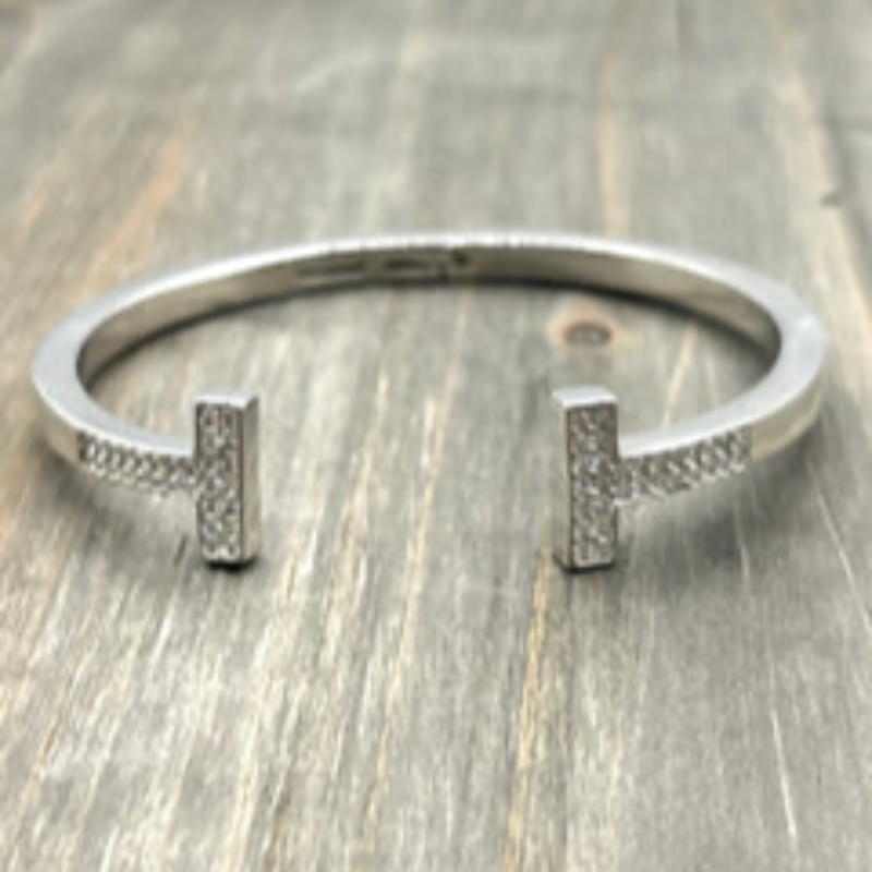 Y57- Pave CZ T Bracelet (gold & silver) - Thumbnail (Preview) 2