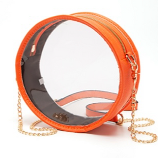 T35- Round Clear Orange Purse with Monogram