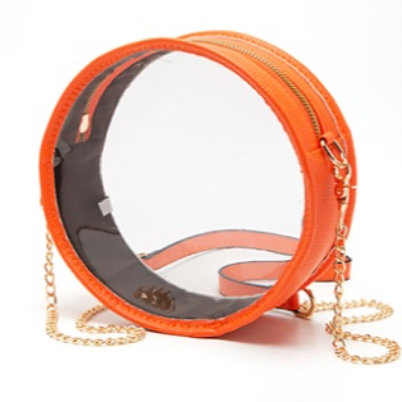 T35- Round Clear Orange Purse with Monogram Main Image