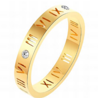 R2-Roman Numeral Love 18K GOLD-PLATED STAINLESS-STEELRING