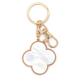 Q12- Big Clover Charm Key Chain (Available in White, Pink & Aqua)