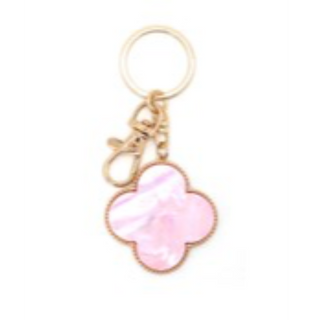 Q12- Big Clover Charm Key Chain (Available in White, Pink & Aqua) - Thumbnail 2